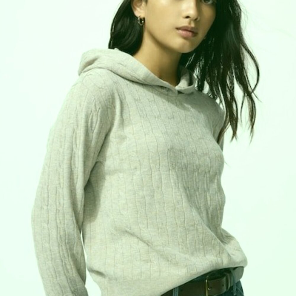 UNIQLO Two-Piece Cable Knit Pant/Sweater Hoodie Set - BEIGE - MED - NWT - Picture 15 of 16